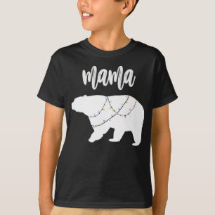 Camiseta Mama Urso Polar Corda De Luzes De Natal