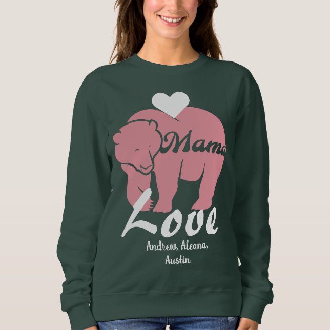 Camiseta Mama Urso Simples e Nomes de Chic Personalizados (Frente)