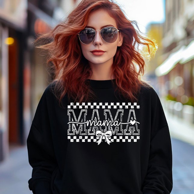 Camiseta MAMA with Checks and a Bow (Criador carregado)