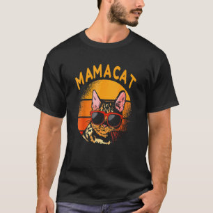 Camiseta Mamacat Gata Antiga Mãe Retro Dia das Mães Mulhere