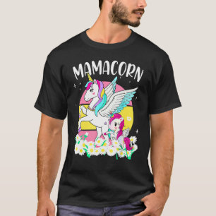 Camiseta Mamacorn Cute Unicorn Daisy Flowers Para Mãe