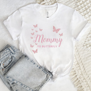 Camiseta Mamãe a ser, borboletas chá de fraldas personaliza