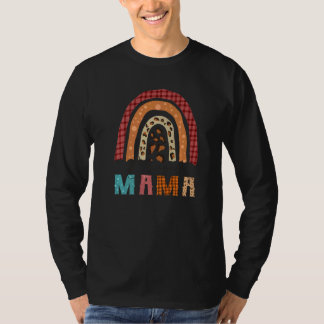 Camiseta MAMÃE ABENÇOADA Leopardo Arco-íris Outono Xadrez F