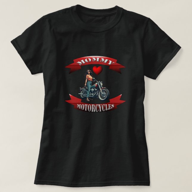 Camiseta Mamãe Ama Motocicletas (Frente do Design)