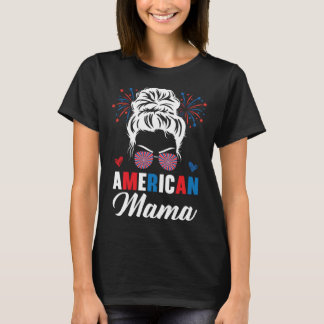 Camiseta Mamãe Americana Bandeira dos EUA Mãe América 4 de