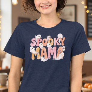 Camiseta Mamãe Assustadora Fantasma Fofo de Halloween