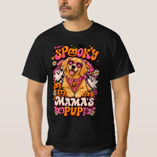 Camiseta Mamãe Assustadora Pup Cão Retriever Golden Sapeca