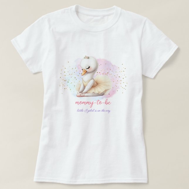 Camiseta Mamãe balé De Chá De Rapariga Swan (Frente do Design)