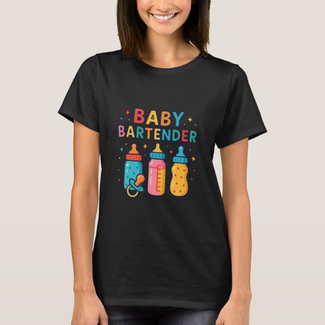 Camiseta Mamãe Barman Garrafa de Leite Engraçado Nova Mãe M (Frente)