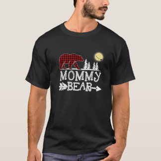 Camiseta Mamãe Bear Christmas Pajama Red Xadrez Buffalo