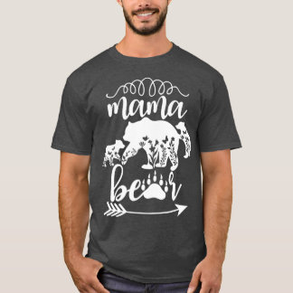 Camiseta Mamãe Bear Floral Mãe de 2 Beares Duas Cub Mamãe