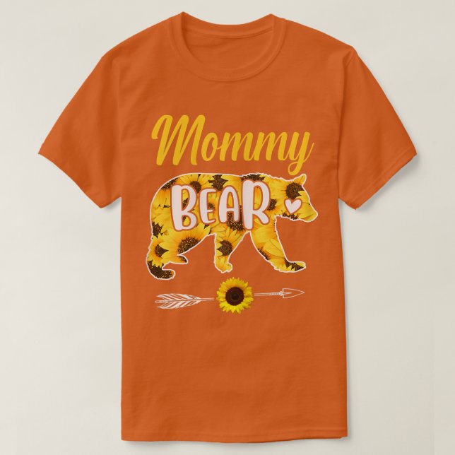 Camiseta Mamãe Bear Girassol Mãe Mãe Pai (Frente do Design)