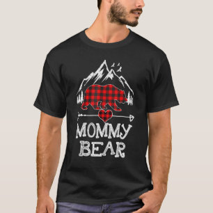 Camiseta Mamãe Bear Natal Pajama Red Xadrez Buffalo Fami