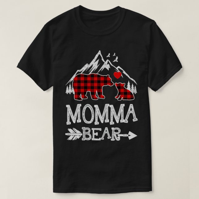 Camiseta Mamãe Bear, Red Buffalo Xadrez Vovó Bear Pajama (Frente do Design)