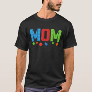 Camiseta Mamãe Bloqueia O Construtor De Tijolos Aniversário