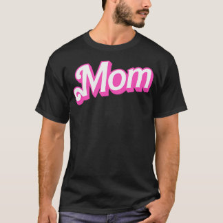 Camiseta Mamãe Branca Rosa Sobrepondo Figuras de Halloween
