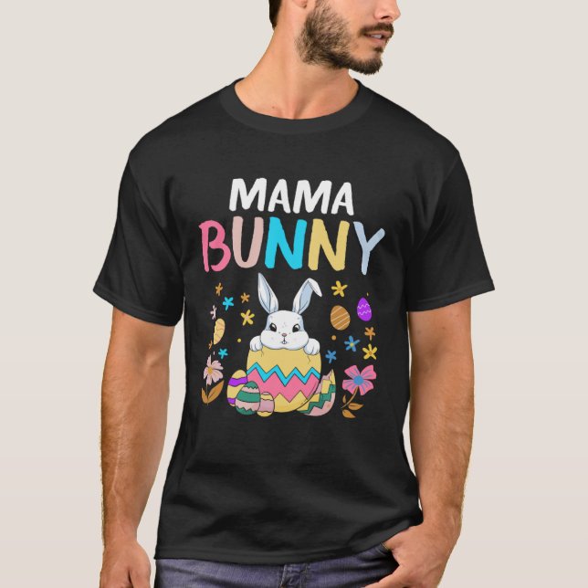 Camiseta Mamãe Bunny Mãe Dia do Felz pascoa Mulheres Mãe Ra (Frente)