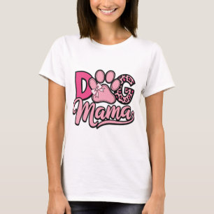 Camiseta Mamãe Cachorra Estampa Rosa de Pata e Oncinha Pet