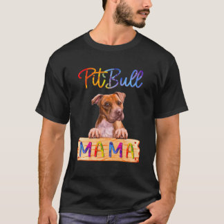 Camiseta Mamãe Cachorro Colorida Pitbull