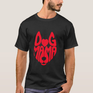 Camiseta Mamãe Cachorro Husky Coração Tipografia Design H