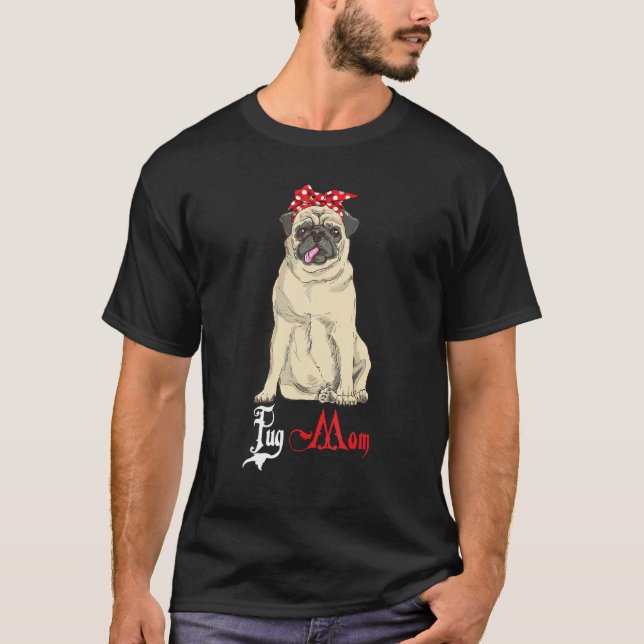 Camiseta Mamãe Cachorro Pug Mãe (Frente)