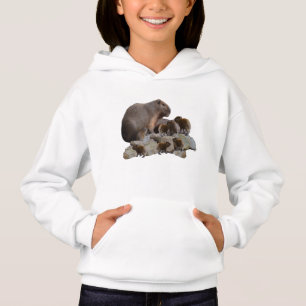 Camiseta Mamãe Capybara Com Bebês, Crianças Hoodie