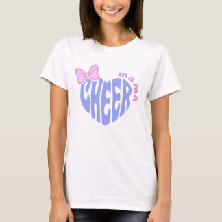 Camiseta Mamãe Cheer Mamãe Coração Fofo Com Laço 