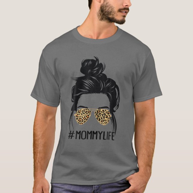 Camiseta Mamãe Clássica Com Matizes De Impressão De Leopard (Frente)