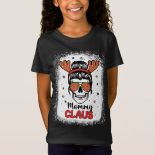 Camiseta Mamãe Claus Messaging Bun Skull Mãe Natal