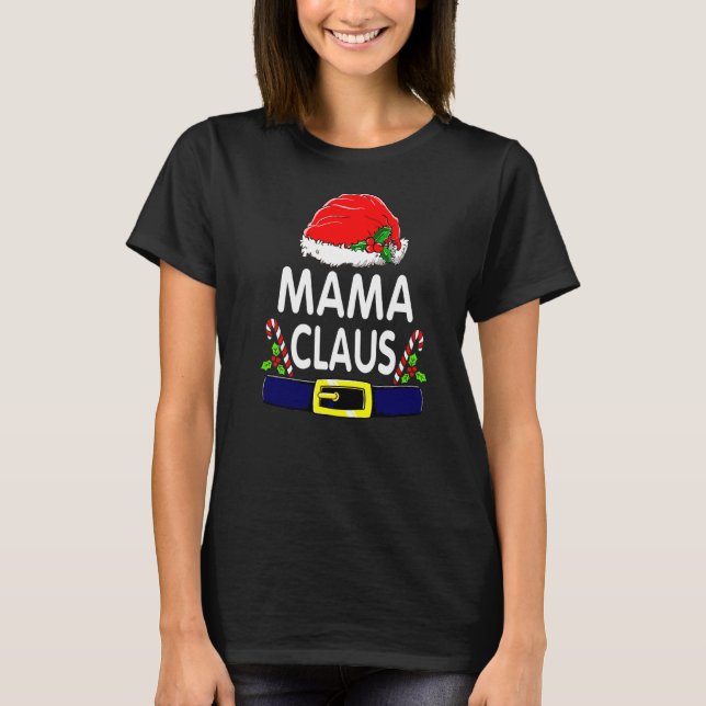 Camiseta Mamãe Claus Natal Pijamas Papai Noel Matando Fa (Frente)