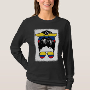 Camiseta Mamãe Colombiana Messy Bun Colombia Mãe Moth