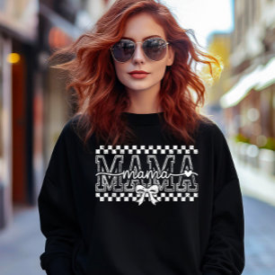Camiseta MAMÃE com Xadrez e um Laço