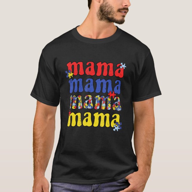 Camiseta Mamãe Conscientização do Autismo Peça de Quebra-Ca (Frente)