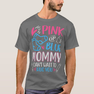 Camiseta Mamãe Cor-De-Rosa Ou Azul Bebê Ver Sexo Festa De R