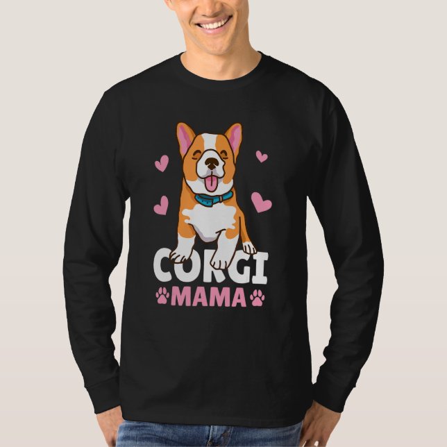 Camiseta Mamãe Corgi Com Um Cachorro (Frente)
