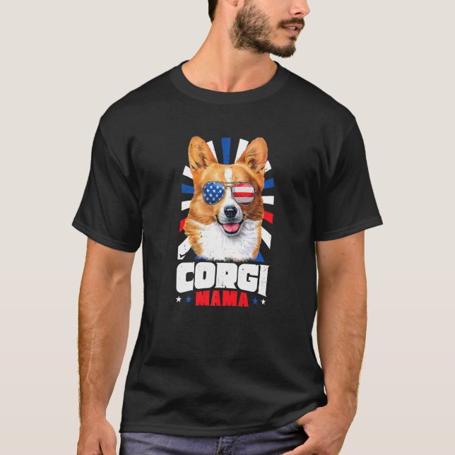 Camiseta Mamãe Corgi de 4 de Julho (Frente)