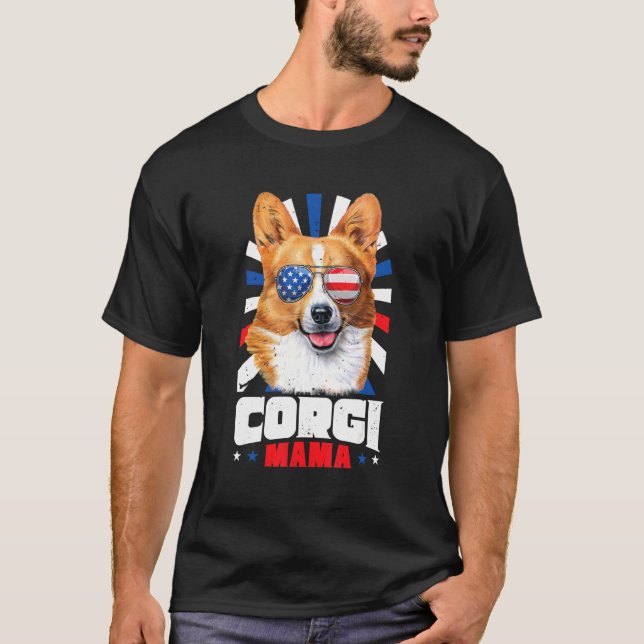 Camiseta Mamãe Corgi do 4 de Julho (Frente)
