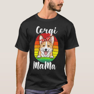 Camiseta Mamãe Corgi Mãe Bolinhas Vermelhas Retro Arco-íris