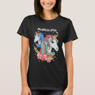 Camiseta Mamãe Corn Unicorn Arco-Íris Mãe Garota Mãe D Mãe