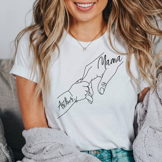 Camiseta Mamãe Customizada e Crianças Segurando as Mãos per (Criador carregado)