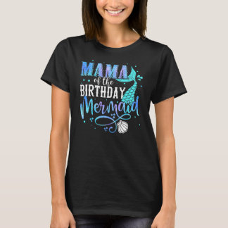 Camiseta Mamãe Da Família De Sereias De Aniversário