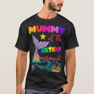 Camiseta Mamãe Da Família De Sereias De Aniversário _1