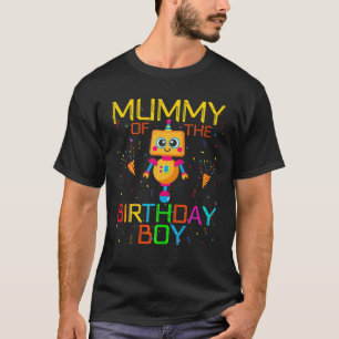 Camiseta Mamãe Da Família Temática Robótica Birthday Boy Ro
