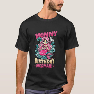 Camiseta Mamãe Da Festa De Aniversário Da Sereia Filhas Ani