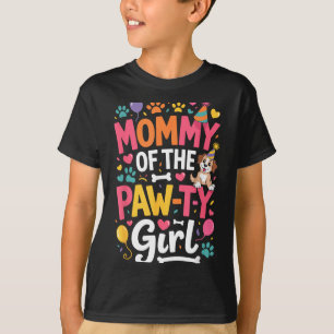 Camiseta Mamãe da garota da festa das patas cachorro fofo a