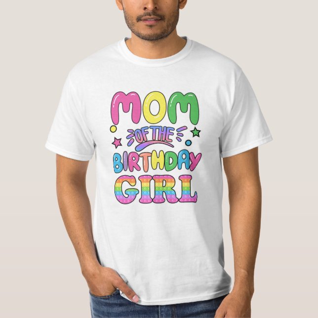 Camiseta Mamãe Da Garota De Aniversário (Frente)