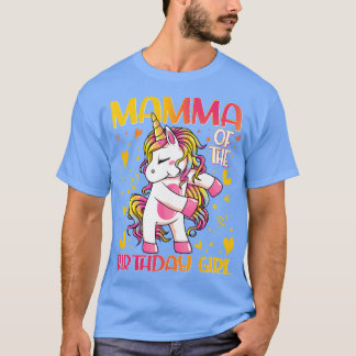 Camiseta Mamãe da Garota de Aniversário Flagindo Unicórnio