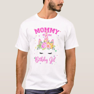 Camiseta Mamãe Da Garota De Aniversário! Gif de Tema do ros