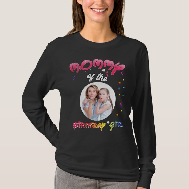 Camiseta Mamãe da garota de aniversário personalizada (Frente)