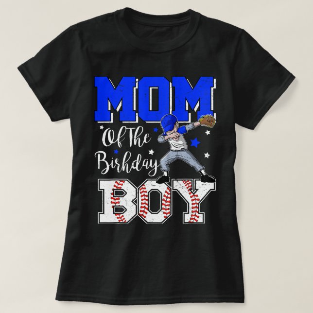 Camiseta Mamãe Da Mãe De Beisebol Do Garoto De Aniversário (Frente do Design)